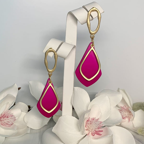 Matte Gold & Deep Magenta Dangle