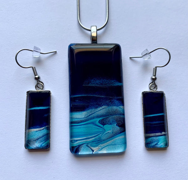 Hand Painted Necklace & Earrings - Midnight Sky Series