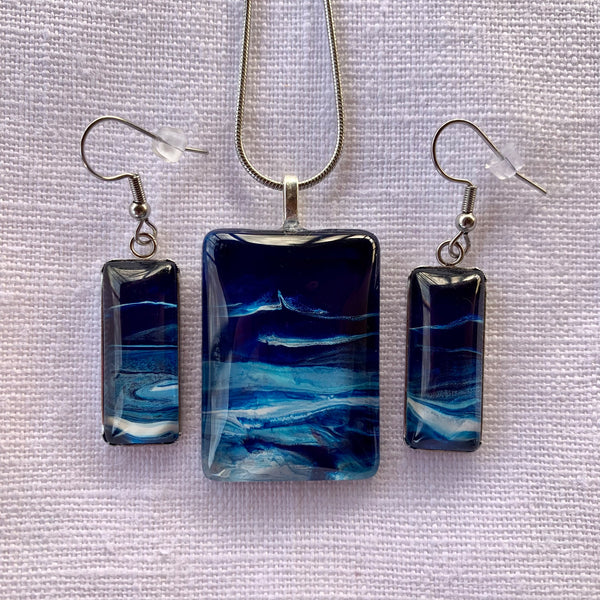 Hand Painted Necklace & Earrings - Midnight Sky Series