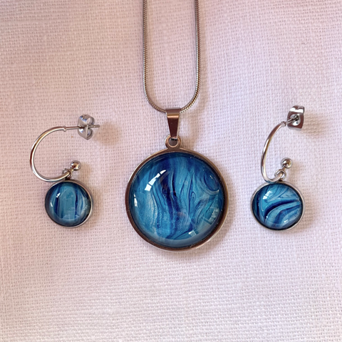 Hand Painted Necklace & Earrings