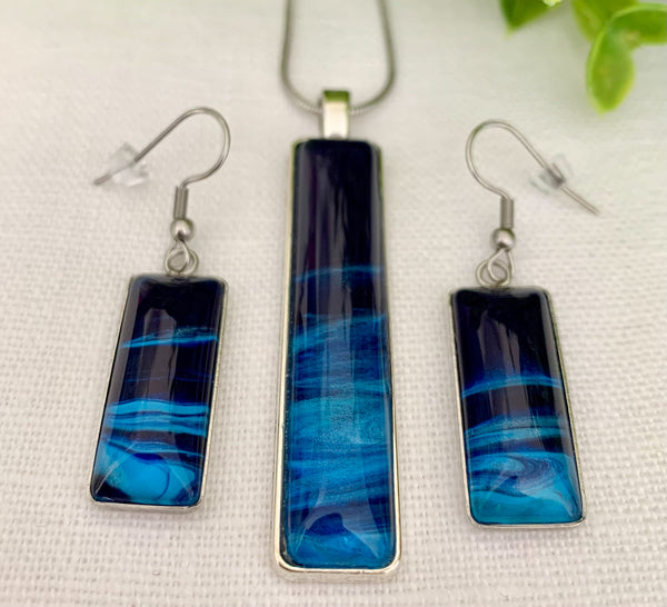 Hand Painted Necklace & Earrings - Midnight Sky Series