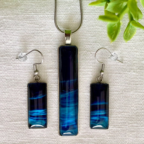 Hand Painted Necklace & Earrings - Midnight Sky Series