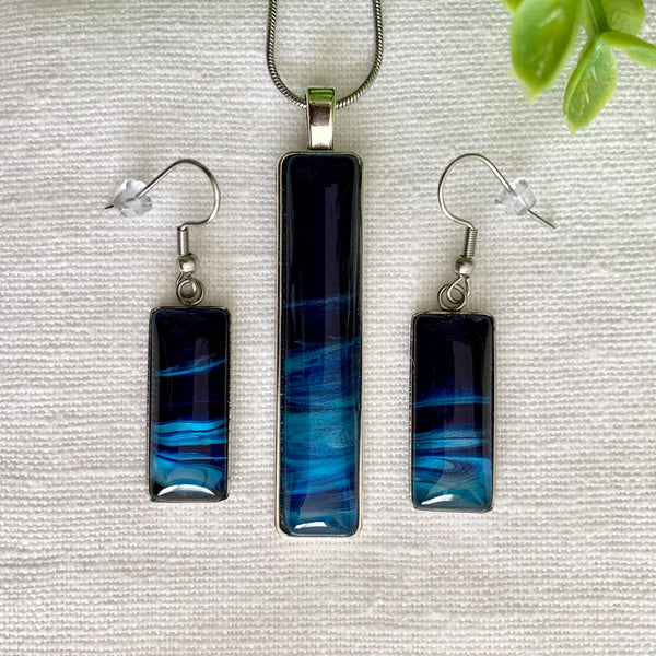 Hand Painted Necklace & Earrings - Midnight Sky Series